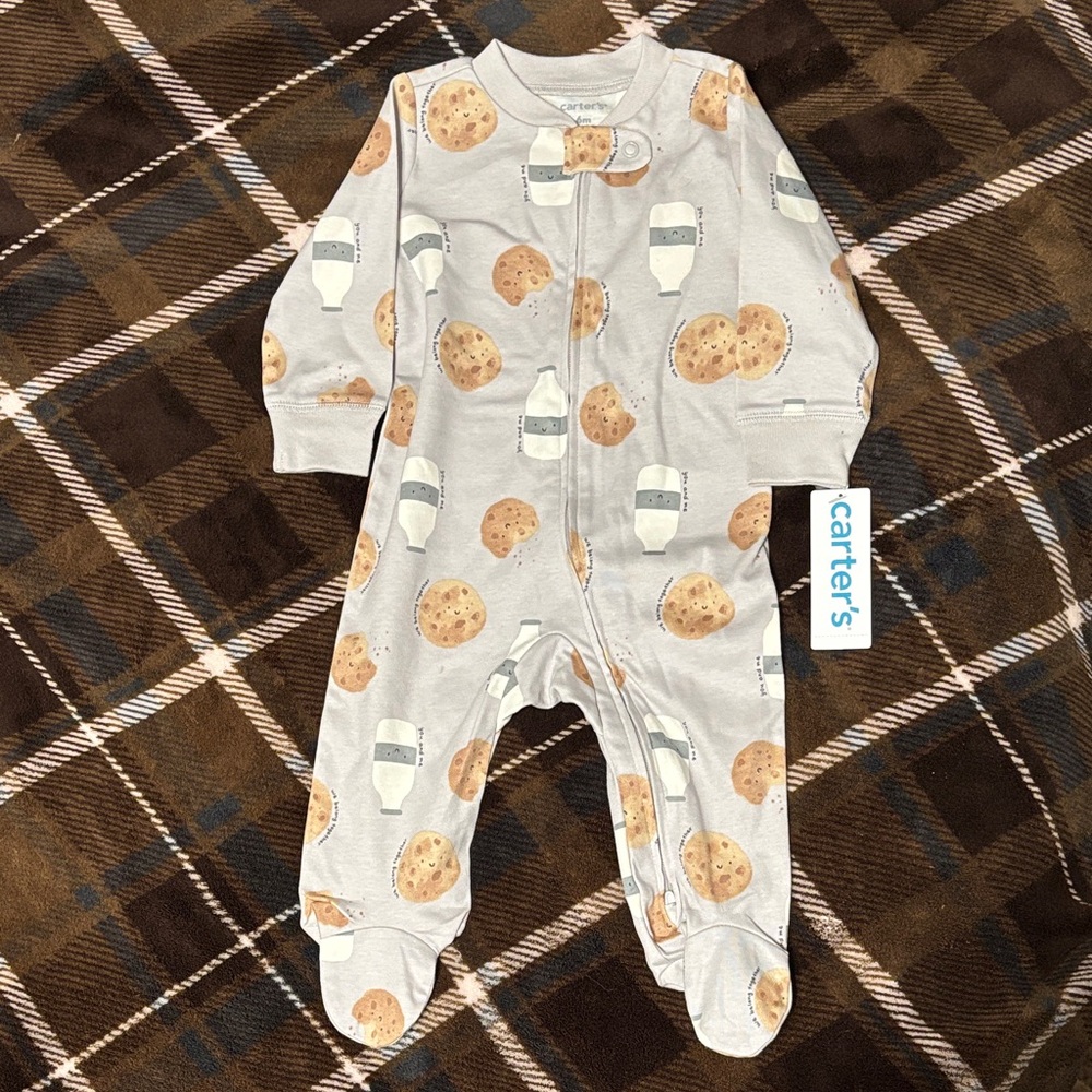 Carter's Cream Cookie and Milk Print Footie